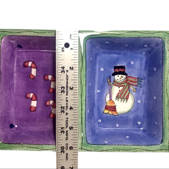 SANGO Sweet Shoppe Christmas Snowman by Sue Zipkin Four Section Serving Dish - Picture 7 of 8
